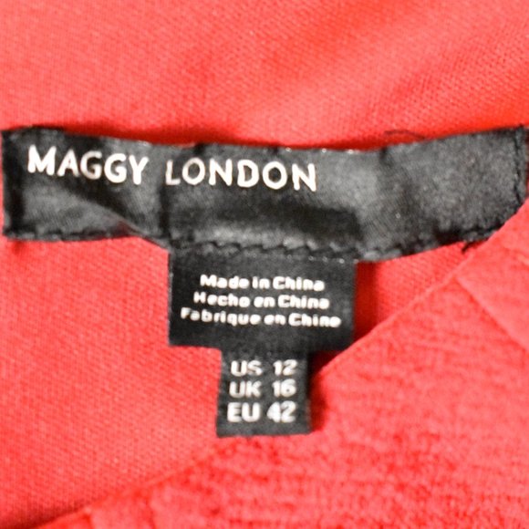 MAGGY LONDON Dress 12 Salmon Color Machine Wash Back Zipper Long Sleeve - Picture 5 of 5